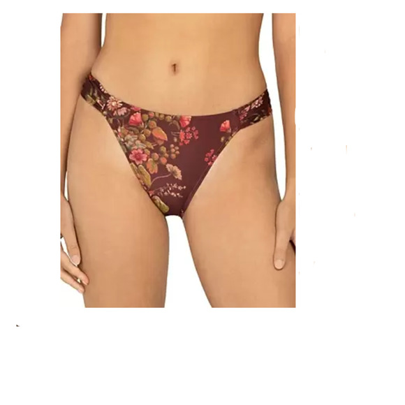 Peony Printed Shirred Bikini Bottom Multi Size 4 - Picture 1 of 1